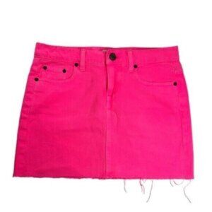 J. CREW | Bright Pink Raw Edge Hem Denim Skirt Size 27